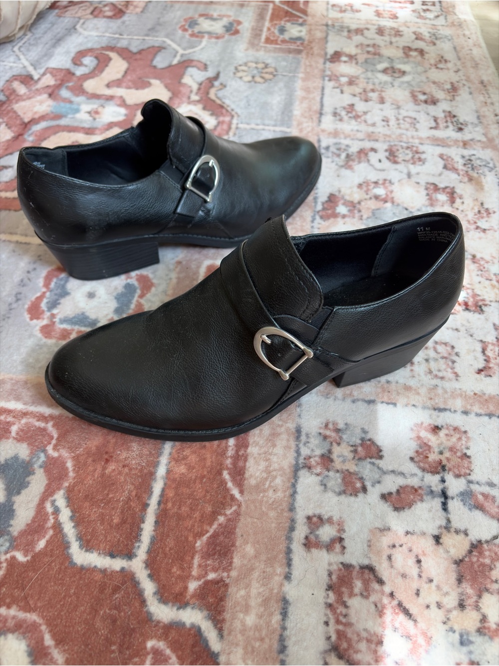 BareTraps—Black Slip-On Dress Bootie with Decorative Buckle